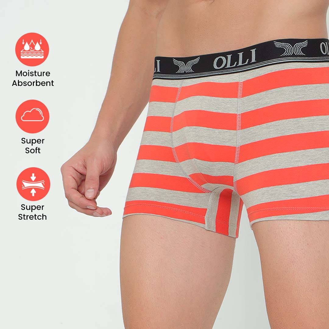 Men's Super Combed Cotton Orange and Grey Mel Trunk