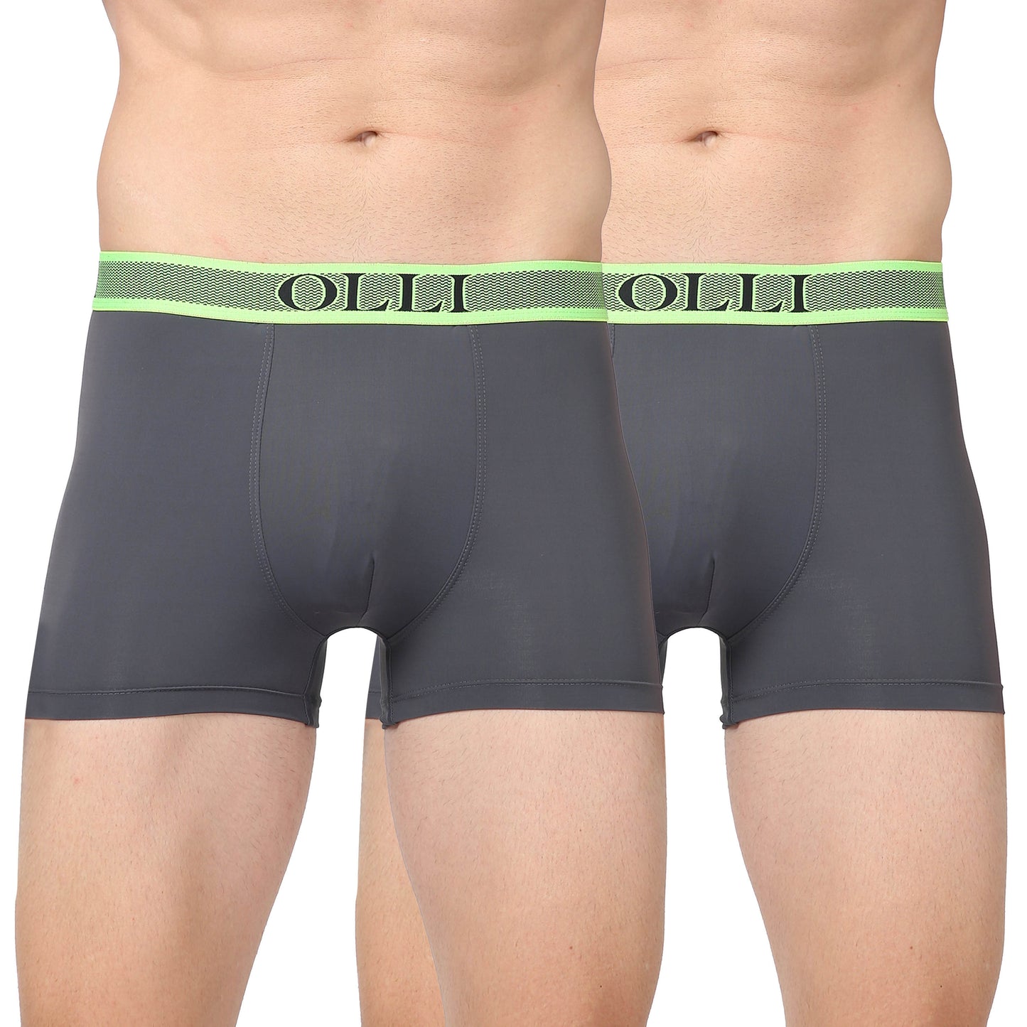 Men's Grey Microfiber Polyamide Elastane Stretch Trunk (Pack of 2)