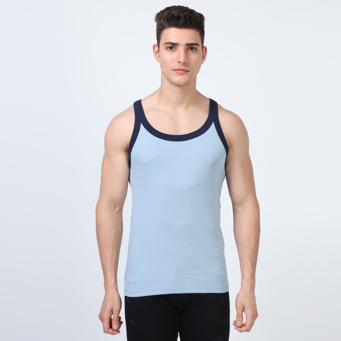 Sky Blue Cotton Rib Vest