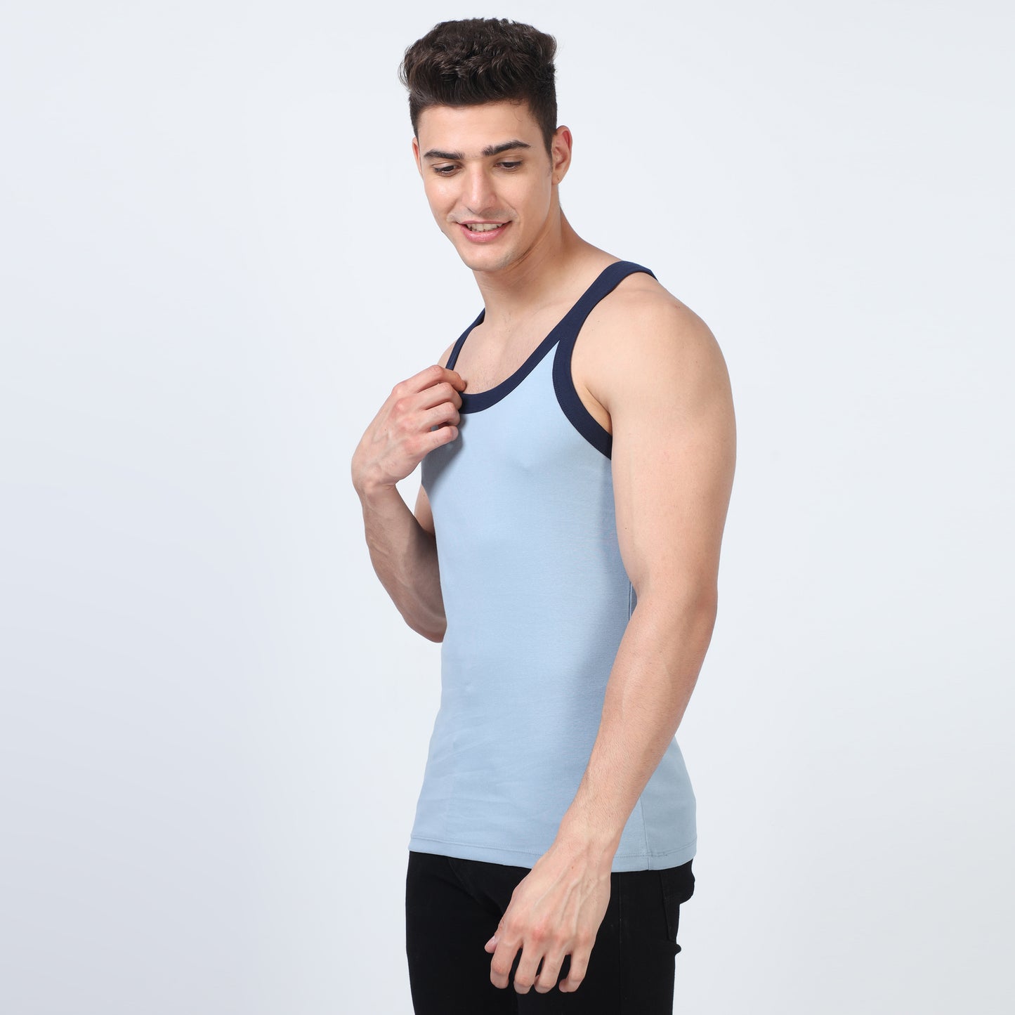 Sky Blue Cotton Rib Vest