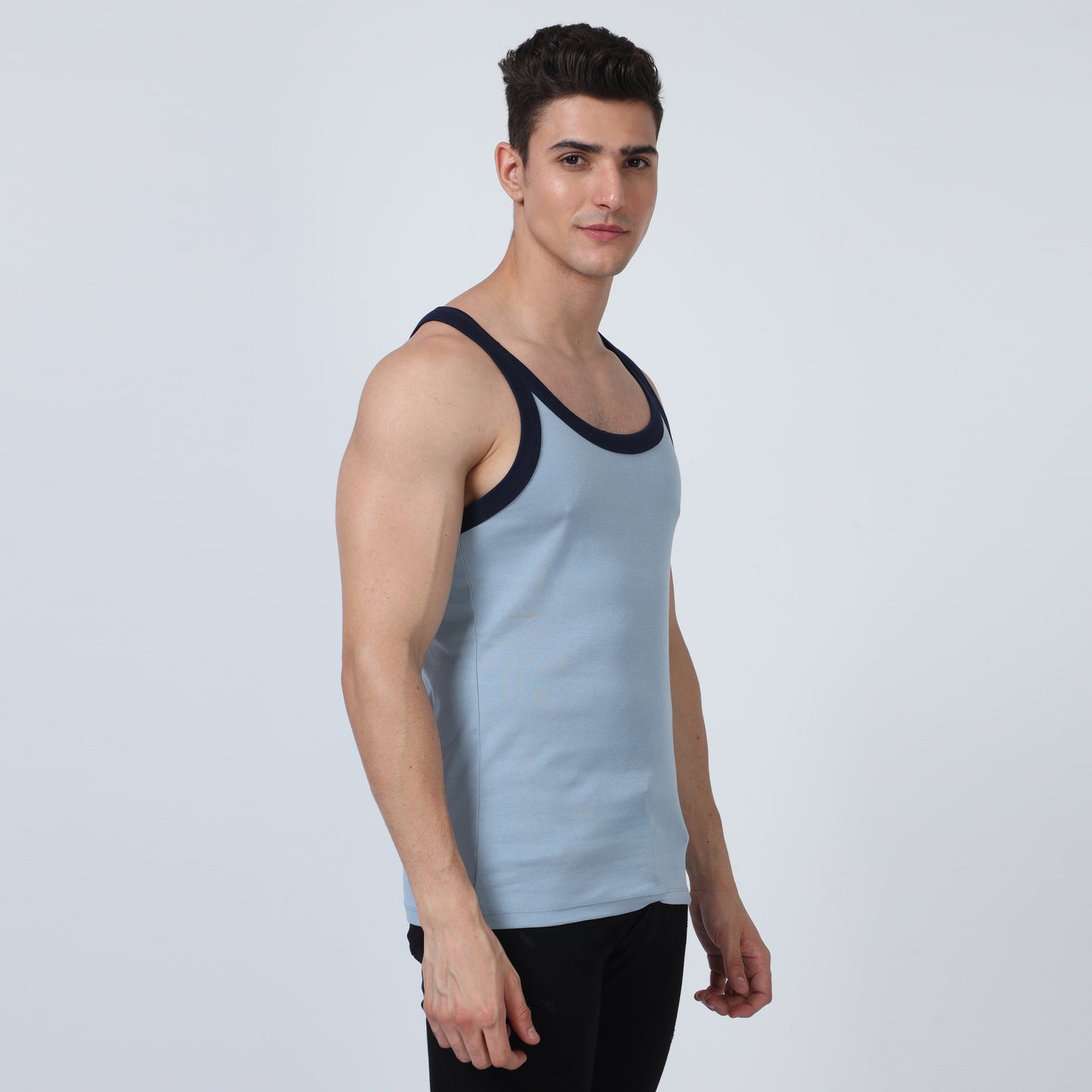 Sky Blue Cotton Rib Vest