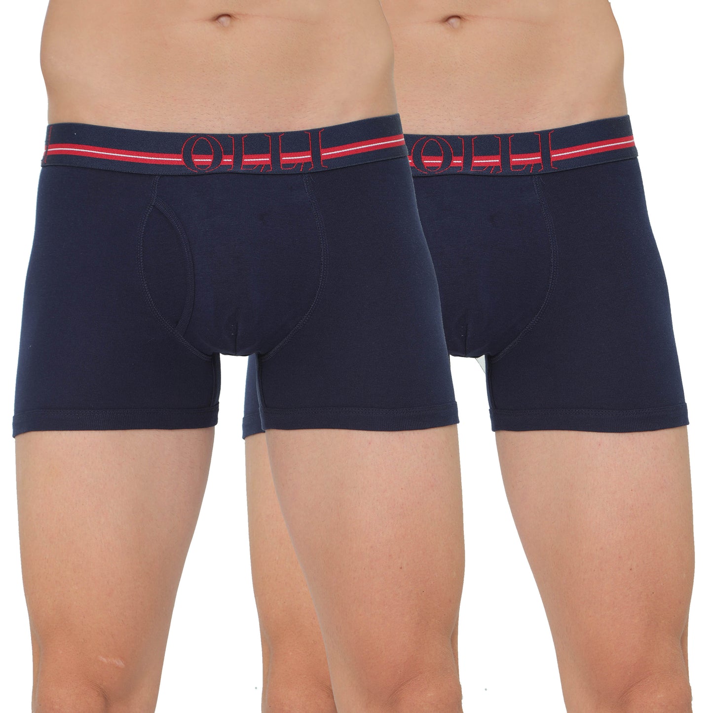 Men's Navy Super Combed  Cotton Rib Solid Trunk (Pack of 2)