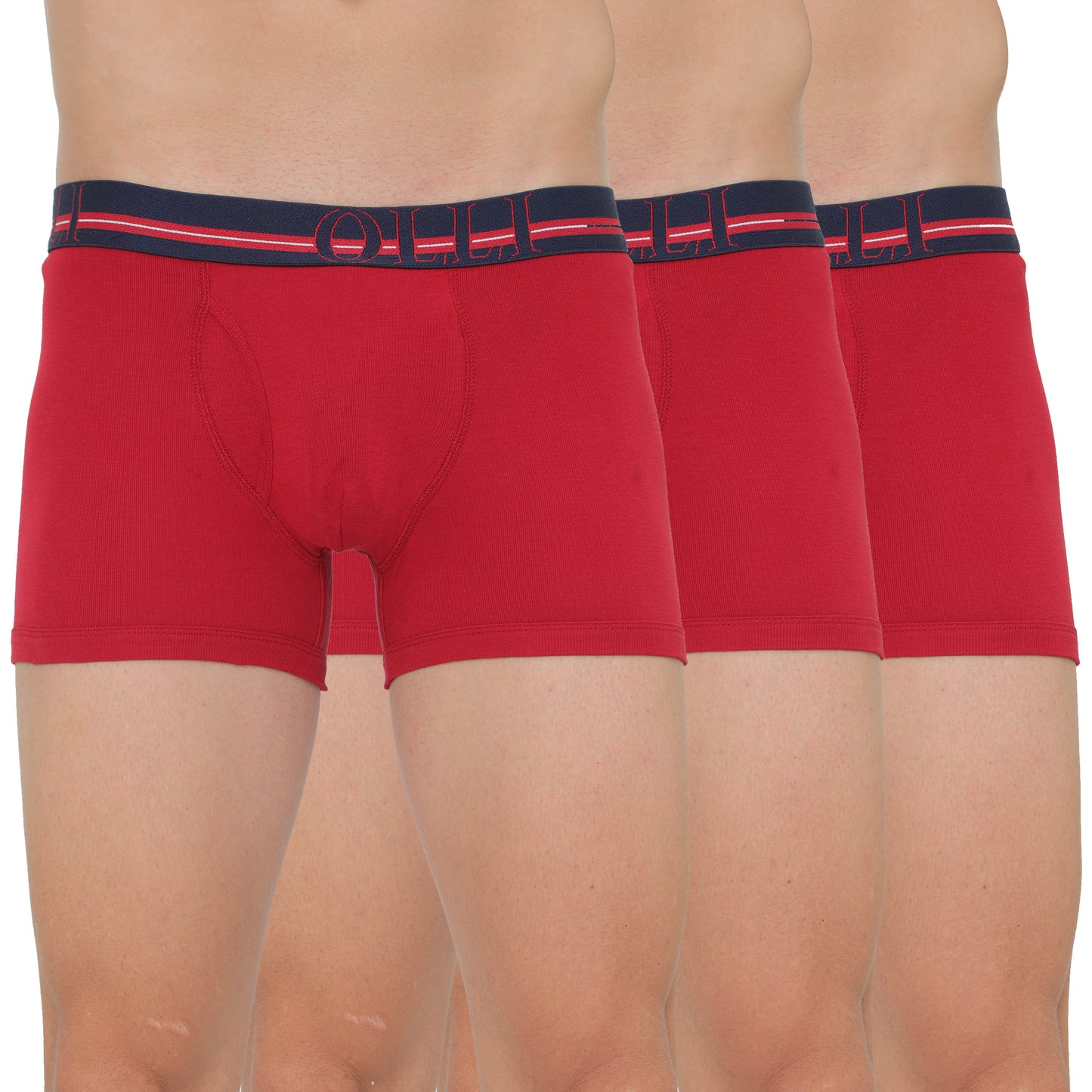 Men's Red Super Combed  Cotton Rib Solid Trunk (Pack of 3)