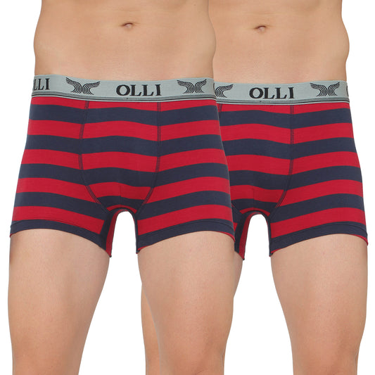 Men's Maroon & Navy Super Combed Cotton Rib Solid Trunk (Pack of 2)