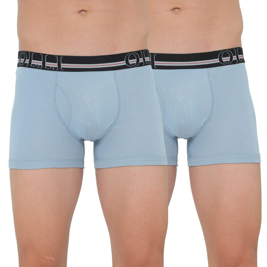 Men's Sky Blue Super Combed  Cotton Rib Solid Trunk (Pack of 2)