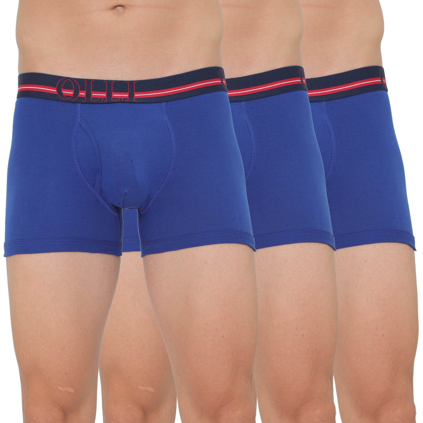 Men's Swiss Blue Super Combed  Cotton Rib Solid Trunk (Pack of 3)